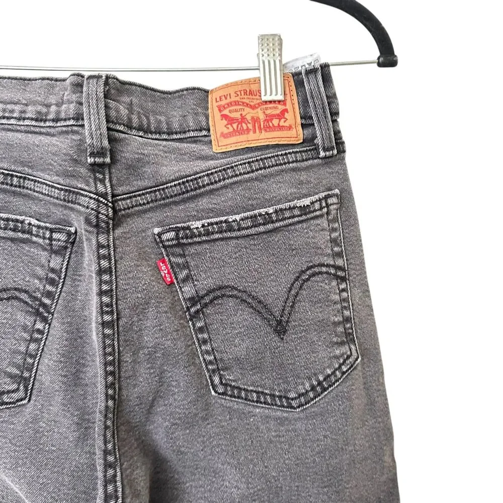 LEVIS Wedgie Distressed Ankle Denim Gray Wash Sz‎ 28